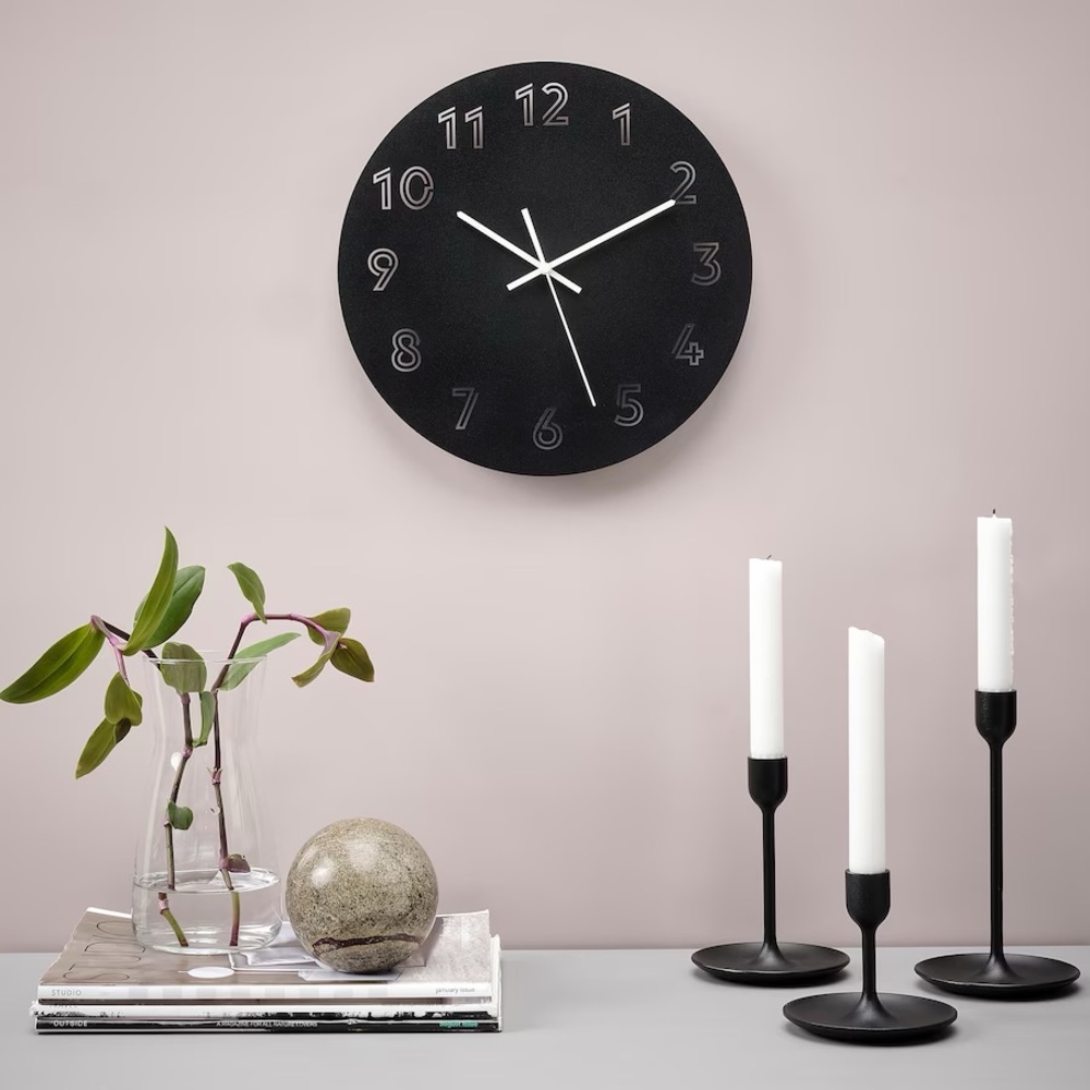 Ikea TUNNIS Wall clock, low-voltage/black, 11 ¾ " /Retro Numbers BRAND NEW